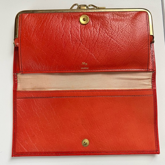 Vintage King calfskin wallet with kisslock poppy red, 1950-1960s retro ladys - Picture 2 of 16